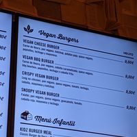 vegan section in the menu at The Fitzgerald Burger Company in Madrid
