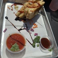 Vegan Disco w/ tomato basil soup and extra bbq  at Grilled Cheese Gallery in Provincetown