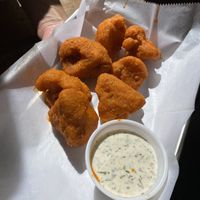 Spicy Buffalo Cauliflower Wings! Homemade Organic Ranch  at The Rainbow's End Cafe in Minturn