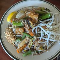 Vegan pad Thai jae at Amina Thai Restaurant in Rockville