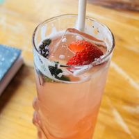 Strawberry Sunburst mocktail-delightful, but $19 is hard to justify with no added alcohol or THC 🤷🏻‍♀️  at Hi Flora! in Minneapolis