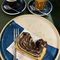 Babka, espresso and cortado at Ohana in Budapest