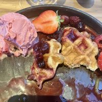 Vegan waffles   at The Mulberry Restaurant in Hunstanton