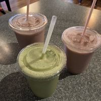 Mango banana and banana spinach smoothies, made with rice milk at Superfoods Cafe & Market in Mt Airy