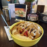 Chocolate strawberry smoothie bowl with pb on top   at Superfoods Cafe & Market in Mt Airy