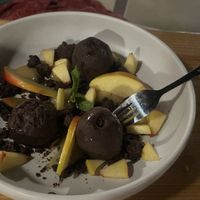 Chocolate balls with peach  at T Veg  in Rhodes