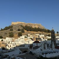 View of the acropolis from the rooftop   at T Veg  in Rhodes
