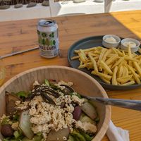Greek salad with tofu feta at T Veg  in Rhodes