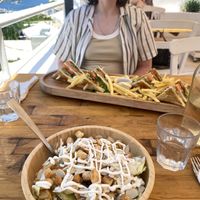 Club sandwich and Caesar saladd  at T Veg  in Rhodes