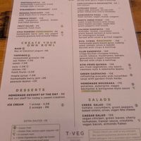 Menu at T Veg  in Rhodes
