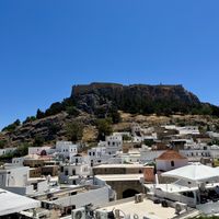View of the acropolis from the roof   at T Veg  in Rhodes
