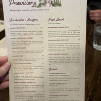 Menu  at Lakehouse in Wasagaming