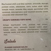 Curried Tofu Bowl Description   at Lakehouse in Wasagaming