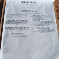 2 vegan burgers on menu as at June 2023 at Smiths Craft Beer House in Queenstown