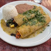 Black Bean & Corn Enchiladas (Made Vegan) at Miguel's Cocina in Coronado