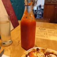 Homemade hot sauce at  夏太熱 Summer Too Hot Pizzatopia in Hualien