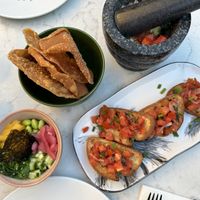 Vegan bruschetta, guacamole and mini pokebowl  at Miss Maddy in Delft