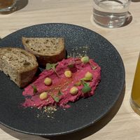 Beetroot hummus with bread   at Emblem Flow Hakone in Hakone