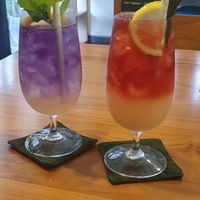 Magenta Lemonade and Rose Ginger drinks at Sauce Tree Sanur: Plant Based Cafe in Sanur