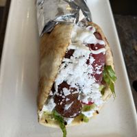 Plant based keftedes sandwich  at Kala Modern Greek in Chicago