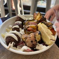Plant Based bowl with added veggie skewer  at Kala Modern Greek in Chicago