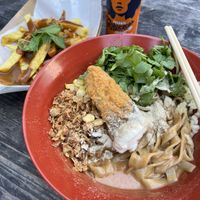 Dry garlic ramen and fries  at Ramen Impossible in South East London