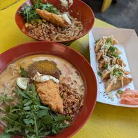 Katsu ramen, garlic soupless ramen, gyoza at Ramen Impossible in South East London