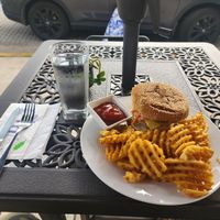 Cucú Sandwich w/ fries. Did not need condiments. at Red's Leaf Café in Metuchen