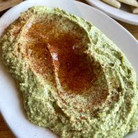 Cilantro & Habanero Hummus with pita bread. Spicy, smokey and delicious 💚  at Med Box Grill in Chanhassen