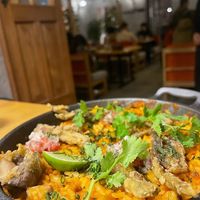 Peruvian sea risotto with oysters moshrooms at Lounge del Brujo Centro Histórico in Arequipa