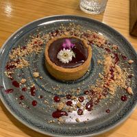 Red fruit and chocolate tart   at Lounge del Brujo Centro Histórico in Arequipa