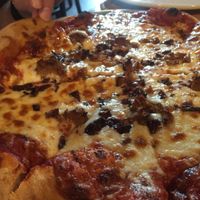 vegan sausage & black olives at The Mitten Brewing Co in Grand Rapids