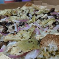 'Chicken' pesto pizza. at The Mitten Brewing Co in Grand Rapids