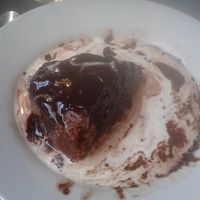 Hot Chocolate Fudge Cake and Cream at Duke Bullock's Vegan Cafe in Scarborough