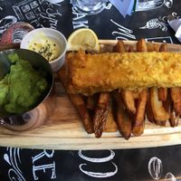 ‘Fish’ and chips   at Duke Bullock's Vegan Cafe in Scarborough