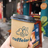 Hot matcha latte at Cuffeine: Plant-based Coffee in Phnom Penh