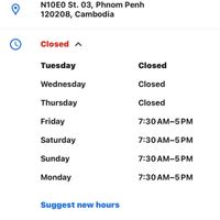 Hours posted on googlee  at Cuffeine: Plant-based Coffee in Phnom Penh