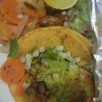 Hongo (mushroom) taco and nopal (cactus) taco at Carmelos Tacos in Seattle