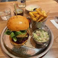 Beetroot burger  at Mallow - Canary Wharf in East London