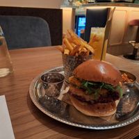 Beetroot tempah burger at Mallow - Canary Wharf in East London