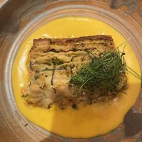 Lasagna and an amazing chocolate mousse caramel creation!!!  at Mallow - Canary Wharf in East London