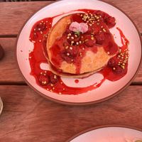 Cherry pancakes   at Mallow - Canary Wharf in East London