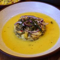 artichoke pineapple ceviche at Mallow - Canary Wharf in East London