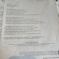 Menu  at Mallow - Canary Wharf in East London