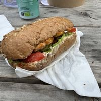 Dijon blt sandwich with tempeh at soPlanty Corner in Bohinjsko Jezero