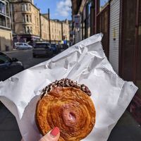Raspberry pastries with custard and cacao nibs at TheDorkyFrench Vegan Bakery in Glasgow