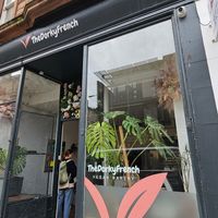 Outside at TheDorkyFrench Vegan Bakery in Glasgow