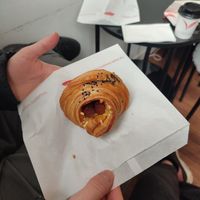 Sausage and cheeze croissant at TheDorkyFrench Vegan Bakery in Glasgow