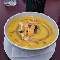 Carrot soup at veganaf in Banska Bystrica