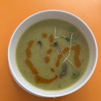 Leek soup (daily menu)  at veganaf in Banska Bystrica